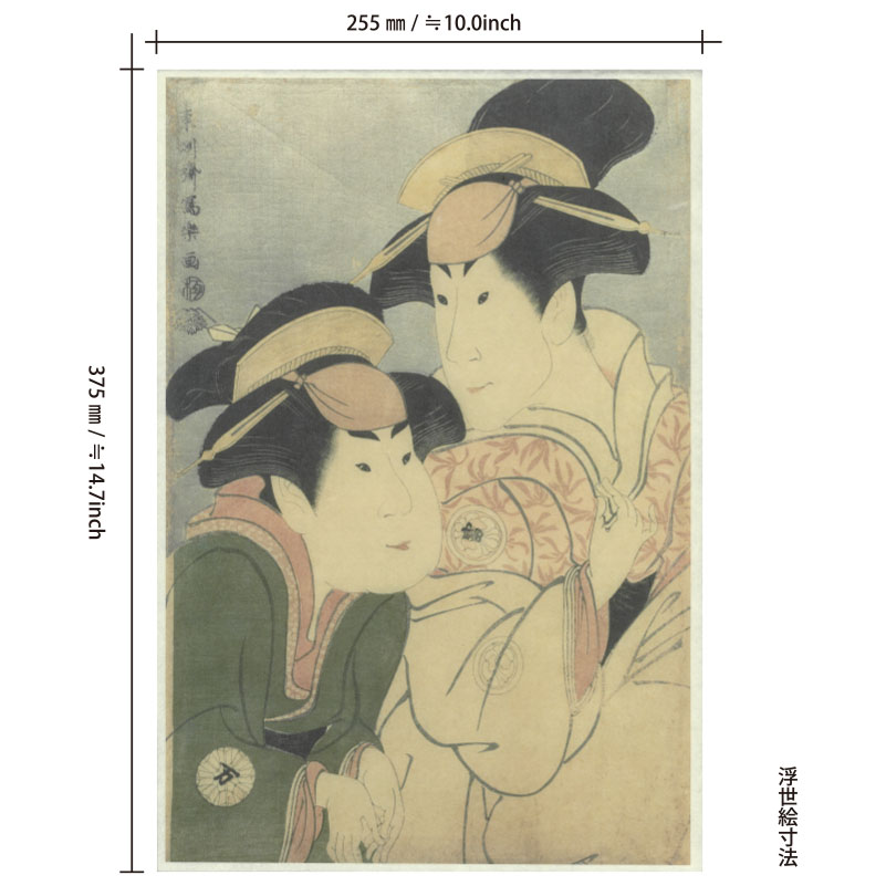 東洲斎写楽:花菖文禄曽我:【18】二代目 瀬川富三郎の大岸蔵人妻やどり木と中村万世の腰元若草 蔦屋重三郎 | 江戸浮世絵研究所